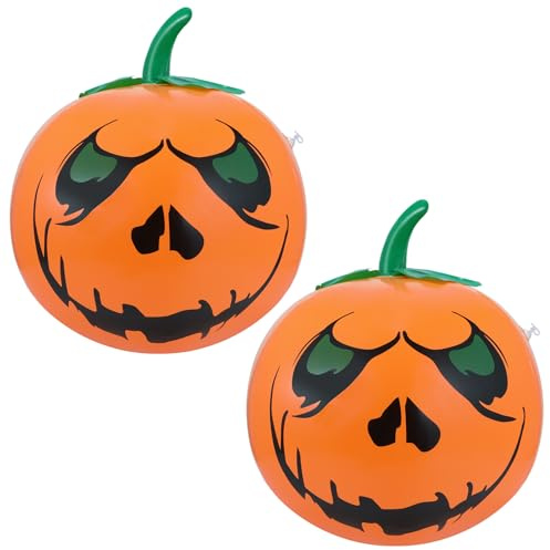 Aufblasbare Kürbisse Halloween Deko Luftballons, 2 Stück PVC Außen Kürbis Ballon 40 cm Aufblasbarer Kürbis Zum Aufhängen Dekoration Halloween für Rasen Innenbereich