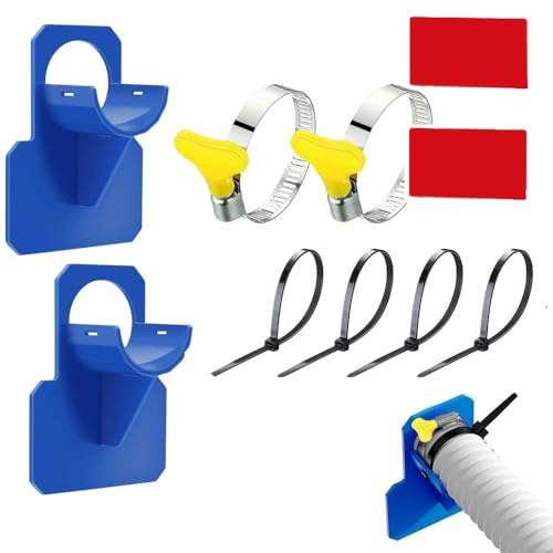 2 Stück Pool Schlauchhalter, Schwimmbad Rohrhalterung, Pool Rohrhalterung, 30-37mm Pool Schlauchhalterung mit Kabelbinder, Pool Rohrhalter Fitting, Anti-Reißen, Anti-Strain (Blau)