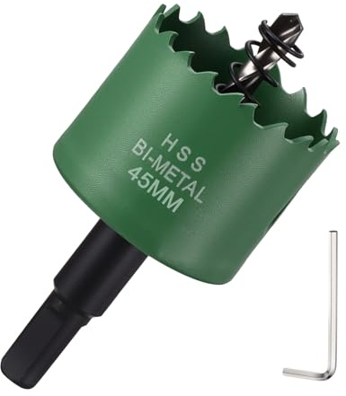 DTGN 1-3/4 Bi-Metal Hole Saw 45mm M42 HSS Hole Cutter for Metal Green | Cutting Tool Good for Thick Stainless Steel/Alloy/Aluminium/Brass/Copper