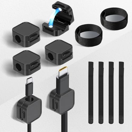 Orvilsen Kabelhalter Selbstklebend 6 Stück Magnetische Kabelclips 6 Stück Kabelbinder Klett Kabel Organizer Kabelmanagement Ladekabel Halterung Ideal für Schreibtisch, Auto, Haushalt​
