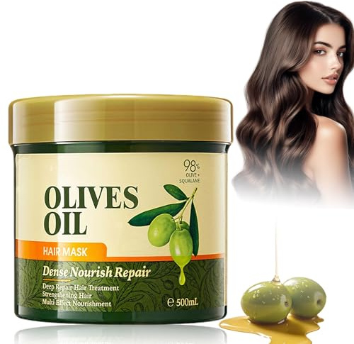 Kollagen Haarmaske mit Olivenöl 500ml – Tiefenreparatur Haarspülung,Keratin Haarmaske für Haarpflege Damen,Repariert Spliss,Spendet Feuchtigkeit & Glanz,Geschädigtes Haar, Alle Haartypen