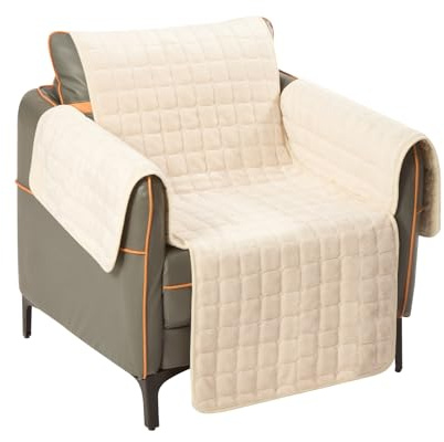 ARATERVIO Armstuhlschoner Sesselüberwurf für Relaxsessel & TV-Sessel, rutschfeste Sesselauflage mit Armlehnen-Schutz, Kratzfeste Plüsch Sesselhülle, Waschbarer Sesselbezug (Beige)