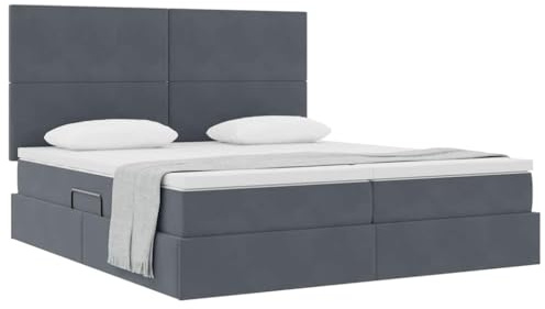 vidaXL Aufbewahrungsbett mit Kopfteil Dunkelgrau 200 x 200 cm Samt