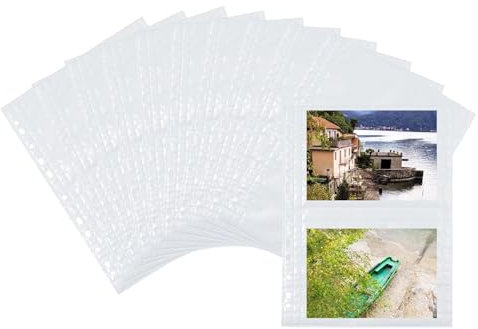 HERMA 7587 Fotohüllen für Ordner, 10 Stück, 13x18 cm quer, 2 Fächer geteilt, beidseitig bestückbare Fotophan Fotosichthüllen Sammelhüllen Postkartenhüllen Prospekthüllen mit Eurolochung, weiß