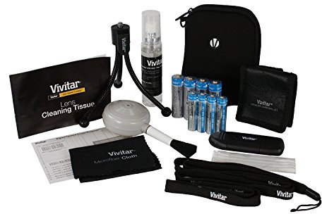 Vivitar Digital Camera 20 piece Kit with Compact Carry Case/SD Card Reader/Memory Card Wallet/AA/AAA Batteries - Black