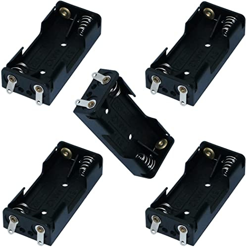 Aerzetix – Set di 5 Contenitore 2 x AAA LR03 per pile porta batterie porta pile 2 stilo con clip.