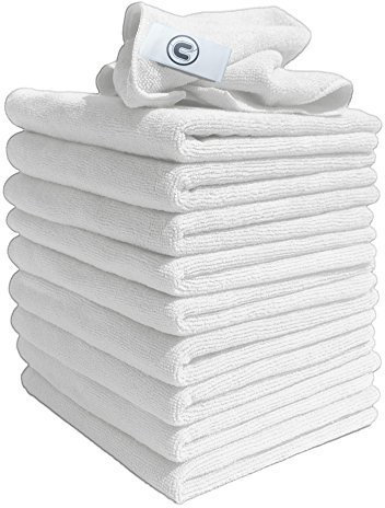 DCS Microfibre Cleaning Cloth, White, Pack of 10, Large Size: 40x40cm. Super Soft Premium Streak Free Washable Cloth Duster for Kitchen, Bathrooms, Surfaces, Mirrors, Car, Motorbike