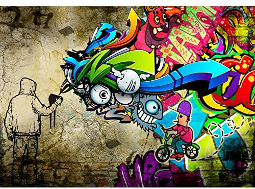 Runa Art Fototapete Graffiti Streetart 352 x 250 cm Vlies Tapeten XXL Moderne Wandtapete Wohnzimmer Schlafzimmer Bunt 9066011a
