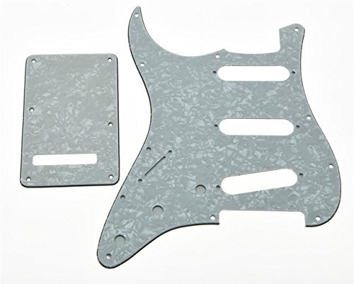 KAISH Lefty ST/Strat Style SSS Pickguard Tremolo Trem Cover Back Plate for USA/Mexico Stratocaster / Strat White Pearl