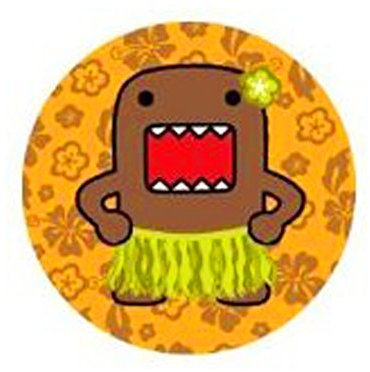 Domo-Kun, Domo, 1.25” X 1.25”, Officially Licensed - Button Schaltfläche- Hula Hawaiian Tropical Island Themed Anime Series Button Schaltfläche