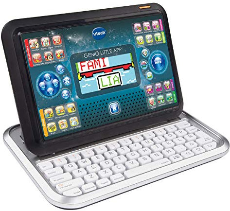 VTech - Portátil y Tablet 2 en 1 Genio Little App, Ordenador Infantil Educativo para niños +4 años, 80 Actividades Que enseñan Letras, inglés, matemáticas, Ciencias, Versión ESP