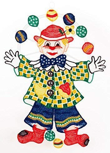 Plauener Spitze FensterbildClown 22x31cm, Kinder, Fensterdeko Fensterschmuck Bilder Handarbeit Deko Fenster … … … … …
