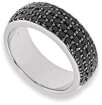 BEST-DIAMOND Damen Band Ring 925/000 Sterlingsilber rhodiniert Zirkonia schwarz (54 (17.2))
