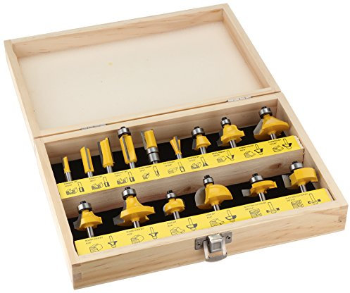 Yonico Router Bits Set 15 Bit 1/4-Inch Shank 17150q