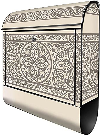 banjado® Design Briefkasten mit Keltischer Knoten 38,5x46,5x13cm & 2 Schlüssel - Briefkasten Stahl schwarz mit Zeitungsfach pulverbeschichtet - Postkasten A4 Einwurf inkl. Montagematerial