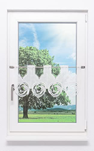 Plauener Spitze Scheibengardine Circles (Bx H) 128cm * 31cm weiß