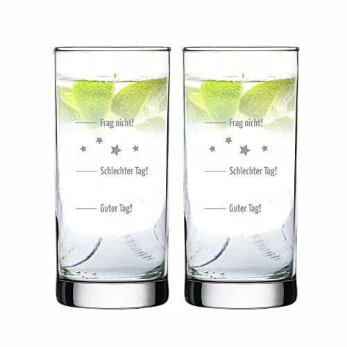 4you Design 2-er Set Gin Gläser Guter Tag, Schlechter Tag – Geschenkidee zu Weihnachten für Männer & Frauen – Wichtelgeschenk für Arbeits-kollegen – Spülmaschinenfest – Geschenk zum Geburtstag