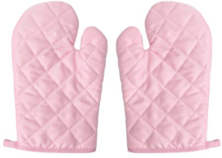 Voarge Guantes de horno, resistentes al calor, guantes de horno engrosados, resistentes al calor, guantes para horno, 1 par, color rosa