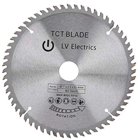 Disco da taglio per circolare in metallo duro, 180 mm, 60 denti, per acciaio, alluminio, legno, plastica