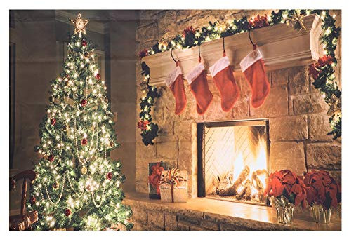 TOPINCN Weihnachten Tapisserie Wandbehang Kamin Weihnachtsbaum Strümpfe Geschenke Wandteppich für Party Wohnzimmer Wohnheim Wohnkultur Lieferungen MEHRWEG VERPACKUNG