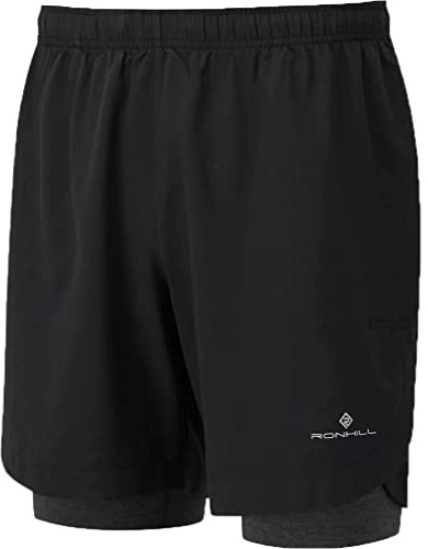Ronhill Men's Life 7 Twin Casual Shorts, Black/Charcoal Marl, S UK