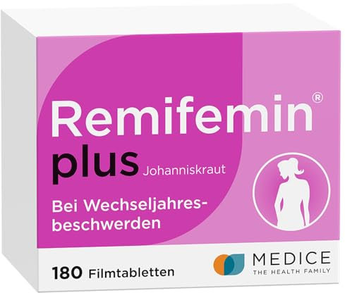 Remifemin plus Johanniskraut 180 Tabletten - Medikament für Wechseljahre - bei starken & betont seelischen Wechseljahresbeschwerden - hormonfrei - pflanzliches Arzneimittel