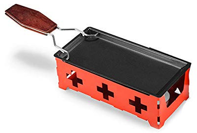 Lancoon Mini Raclette - Juego de parrilla, antiadherente para derretir queso con espátula plegable con mango de madera, calentada por Candlelight