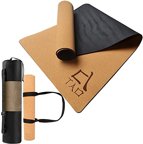 TAO Yogamatte Naturgetreide 100% rutschfest 5 mm dicke Matte mit Tragetasche und Gurt