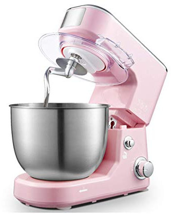 JHNEA Stand Mixer, Stand Mixer with 5L Stainless Steel Mixing Bowl, Dough Hooks, Mixer Beaters and Whisk, 1000W Electric Mixer,Pink