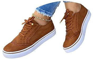 Minetom Zapatillas Deporte De Corte Bajo para Mujer Zapatos Planos De Lona Zapatos Zapatillas De Verano para Otoño A Marrón 42 EU