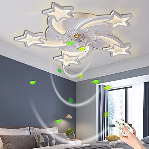 Deckenventilator Mit Beleuchtung LED Dimmbar Mit Fernbedienung Deckenleuchte 5-Flammige Blütenform Leise Kreativität Ventilator Deckenlampe Schlafzimmer Kinderzimmer Esszimmer Wohnzimmer Fan Lampn,A …