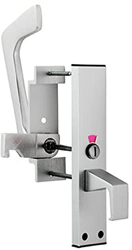 Dual Handed Disabled Toilet Handle Set - DDA Compliant- Satin Anodised Aluminium | Locking Thumb Turn and Release Handle - Screwless Rose - for Use with Lever on Rose Door Handles