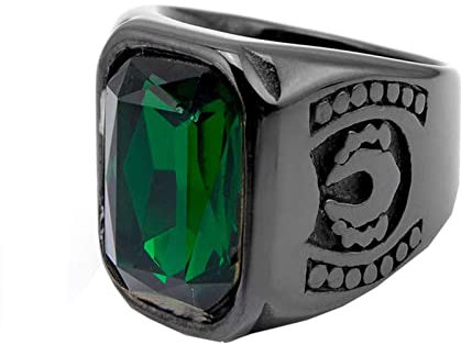 HIJONES Geschenke für Männer Ehemann Papa,Männer Ringe aus Rostfreier Stahl mit Schwarz Grün Edelstein,Modeschmuck als zum Valentinstag Größe 57 (18.1) …