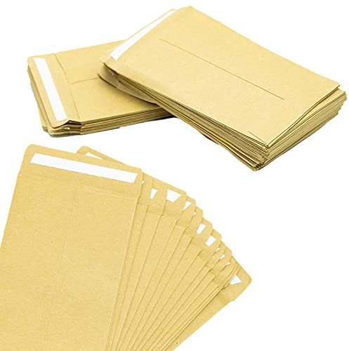 50 Pcs Small Brown Envelopes for Seeds, Self-Adhesive Seed Envelopes for Storing Small Items (9 x 6 cm / 3.54 x 2.36 inch)