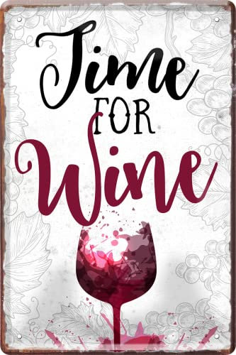 schilderkreis24 Weinschild 20x30cm - Dekorative Blechschilder für Weinliebhaber: (Time for Wine)