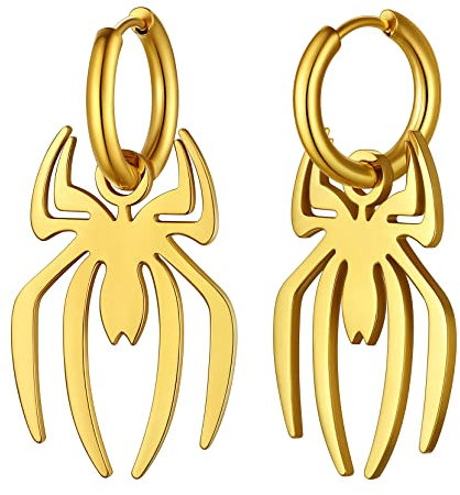 Richsteel Creolen Spinne 18k Gold Kleine Ohrringe Mann Gothic Rock Biker Schmuck für Jungen