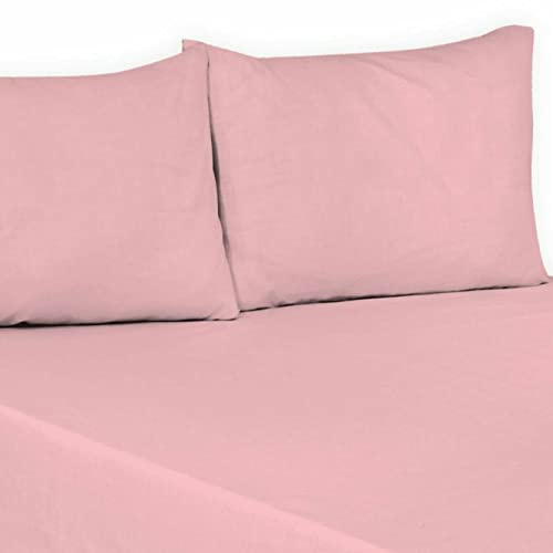 Flat Sheet Plain Dyed Polycotton Bedsheet Super Soft Easy-Care Bedlinen Non-iron Flat Sheets/Top Sheets in Single-Double-King-Super king (Pink, Double)