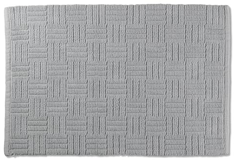 kela Badematte Leana, 100 cm x 60 cm, 100 % Baumwolle, felsgrau, rutschhemmend, waschbar bei 30° C, für Fußbodenheizung geeignet, 23522