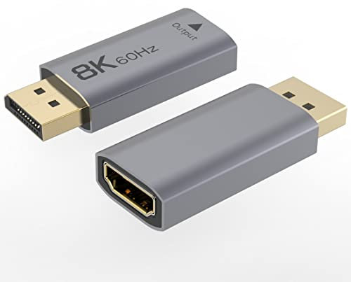 PremiumCord Adaptateur HDMI 2.1 sur DisplayPort 1.4, Prise sur la Prise, UHD 8K @ 60Hz, 4K @ 144Hz, Full HD 1080p, 3D, Couleur Space Gray, Gold-Plated Connections