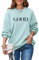 ORANDESIGNE Damen Sweatshirt ohne Kapuze Los Angeles Vintage Drucken Oversized Langarmshirt Rundhals Pullover Tops Teenager Mädchen Oberteile Hip Hop Top Casual Mode Brief Print Shirt A Hellgrün M