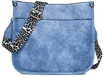 NICOLE & DORIS Frauen Umhängetasche Damen Handtasche Schultertasche Leder PU Satchel Tasche Multi-Pocket Crossbody Bag Damen Messenger Bag Shopper Tragetasche Blau