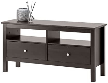 hagge home TV Schrank Holz 110x40 TV Board Holz Fernsehtisch Massivholz TV Lowboard Wohnzimmer Fernsehschrank TV Bank TV Tisch TV Kommode Weiss TV Table Sideboard Kleiner Fernseher Tisch Schwarz