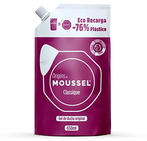 Moussel Gel de Ducha Clásico Doypack 650ml, Recambio Ahorro 100% Natural | Doypack, Recambio Ahorro, 100% Natural