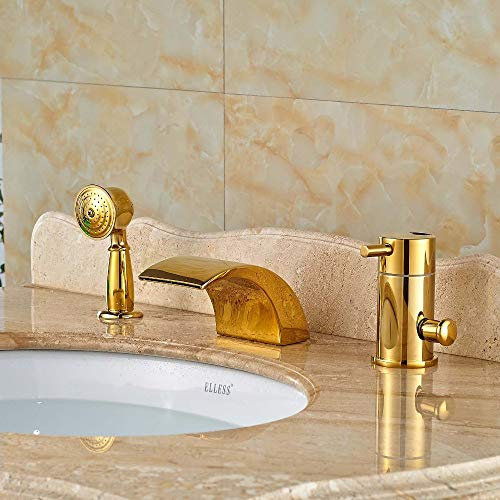 NATWEE Wasserfall-Badewannenarmatur, Deckmontage, 3-teilig, Gold-Finish, Wannenmischer It's so Kind of You