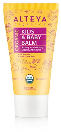 Alteya Organic Kids and Baby Balm 30 ml - USDA Certified Organic Award Winning Baby Skin Care Treatment with Bulgarian Rose Essential Oil - Healing and Protecting Sensitive Irritated Skin