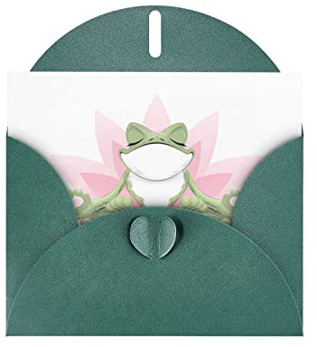 YYHHAOFA Weihnachtskarte, Motiv: Frosch, der Yoga macht, Perlenpapier, Weihnachtskarte, geeignet für Weihnachten, Party-Einladungen, Dunkelgrün