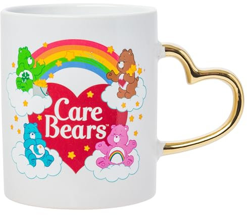 Silver Buffalo Care Bears Rainbow Mug with Sculpted Heart Handle, Features Bedtime, Good Luck, Cheer and Tenderheart Bears, 14 Ounces