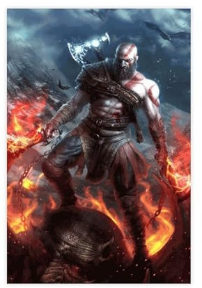 Game God of War Kratos Poster (3) Leinwand Poster Schlafzimmer Dekor Sport Landschaft Büro Zimmer Dekor Geschenk ungerahmt 30 x 45 cm