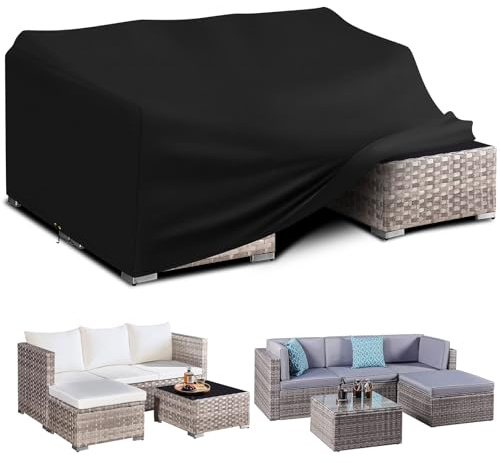 PATIO PLUS Rectangular Table Cover , 420D Oxford fabric Garden Furniture Cover ,Waterproof,Windproof，Anti-UV,250x200x90cm ,Black