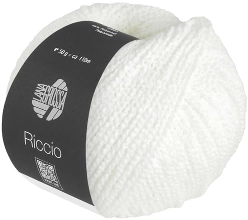 LANA GROSSA Riccio | Kuschelweiches, strukturiertes Garn aus Pima Baumwolle | Handstrickgarn aus 84% Baumwolle & 16% Polyamid | 50g Wolle zum Stricken & Häkeln | 110m Garn FB 1